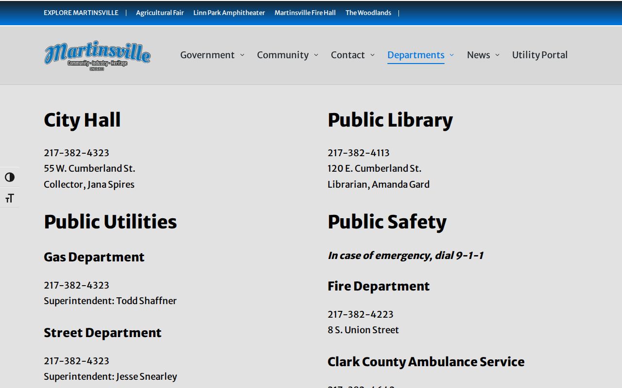 Martinsville departments source for police contact and records routing