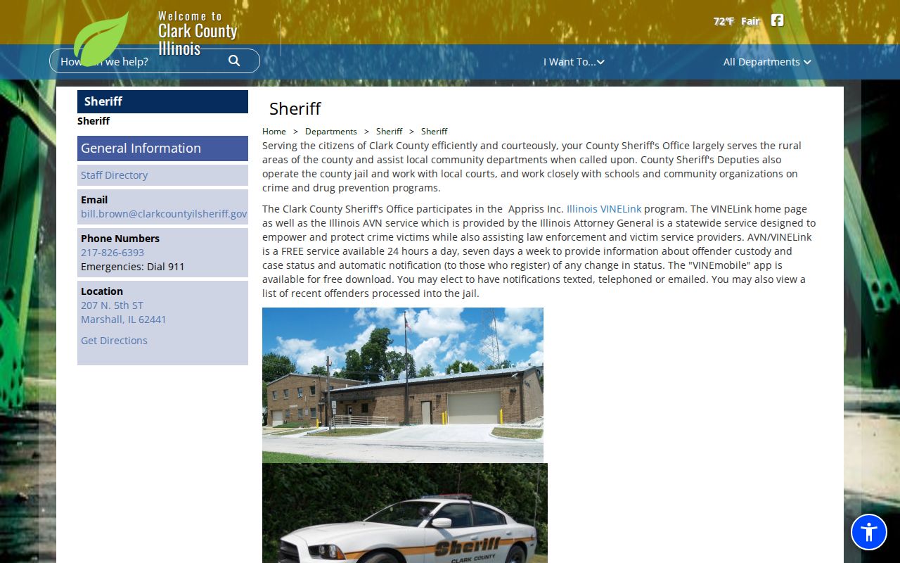 Clark County Sheriff official jail and VINE source page